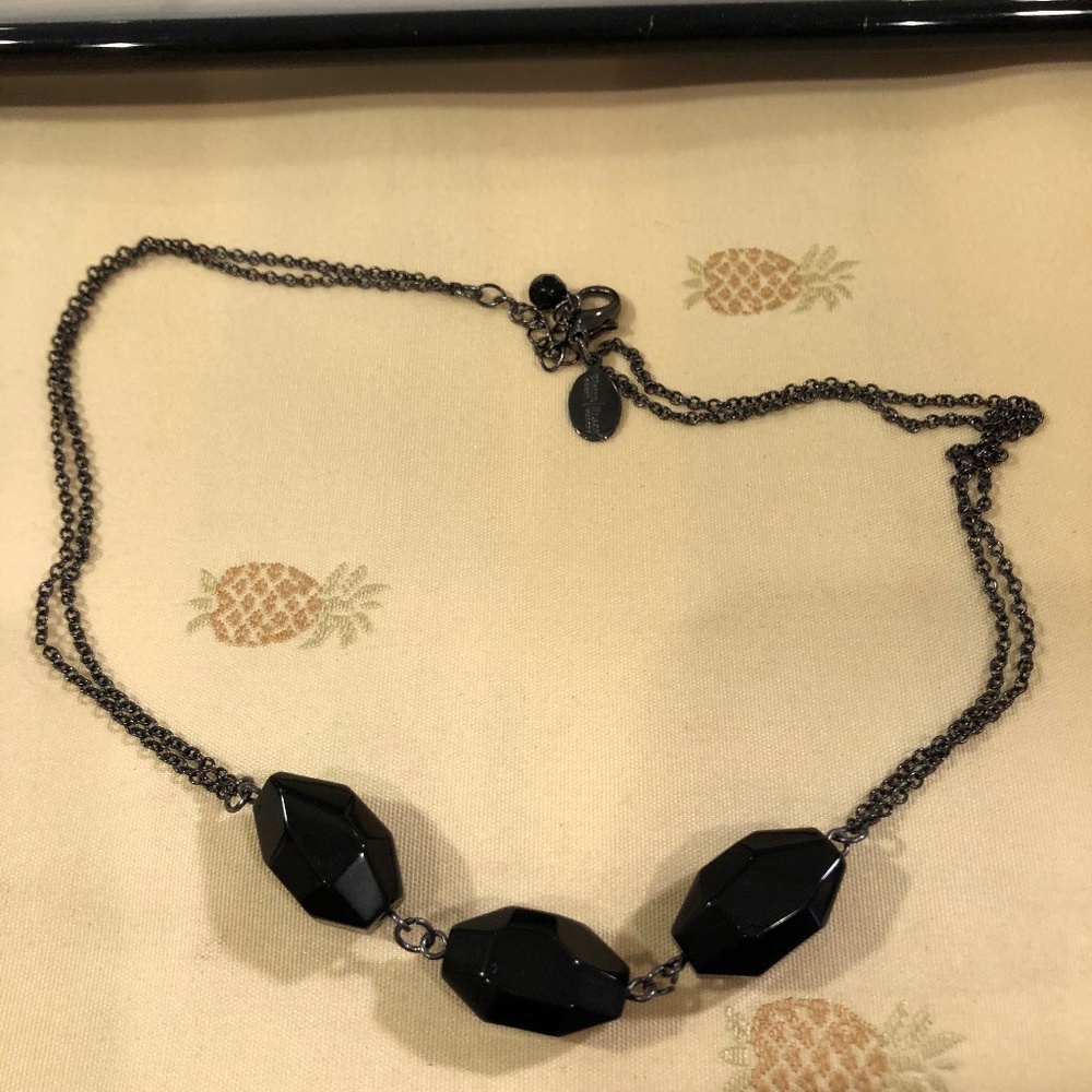 WHBM Black Bead Necklace- NWOT